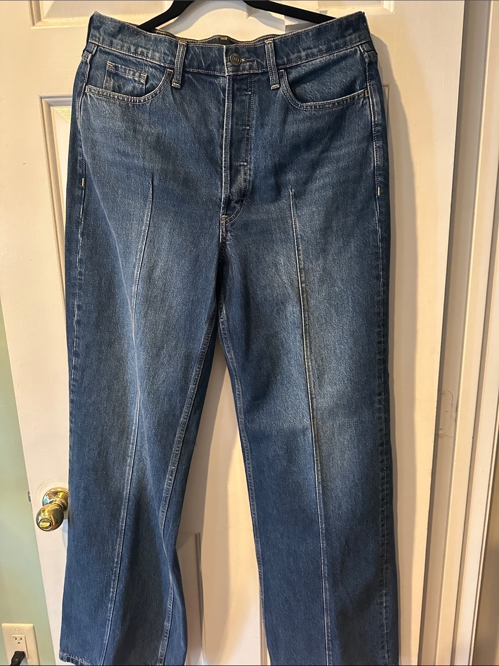 Banana Republic Women's Straight-Leg Button Up Jeans in Blue Denim